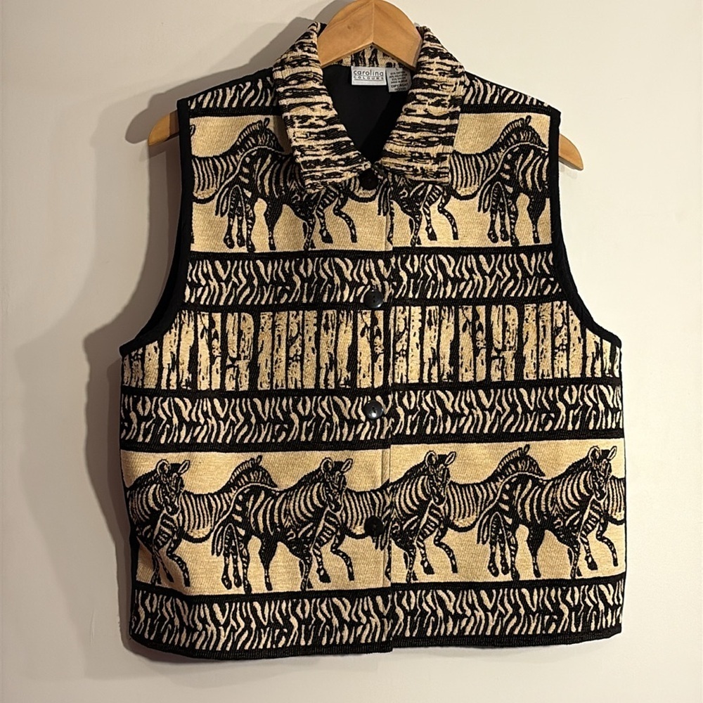 Vintage 80s 90s Tapestry Zebra Vest Woman’s Large - Picture 7 of 11
